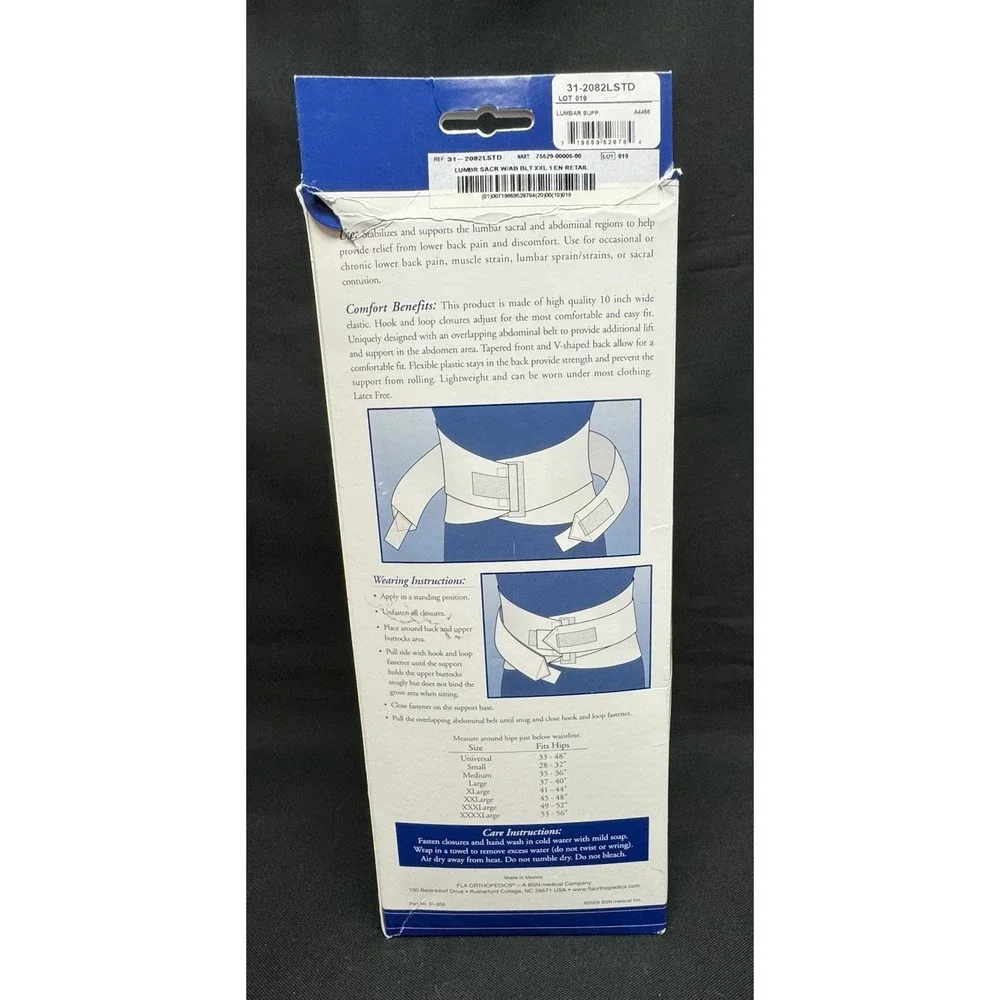 FLA Orthopedics Hospital Grade 2X Back Lumbar Sacral Support Universal 45